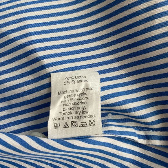 J Crew Stretch Perfect Womens Shirt Sz PM Striped Blue Long Sleeve Button Up - Picture 6 of 6